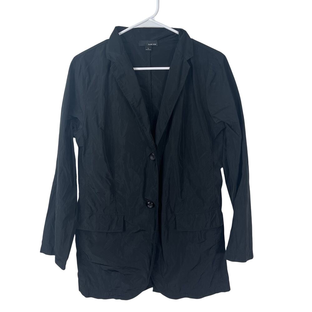 Sun Kim Black Blazer Large Polyester W/ Pockets